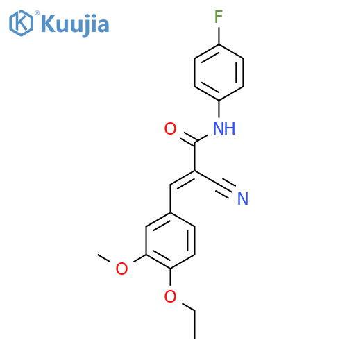 2-cyano-3-(4-ethoxy-3-methoxyphenyl)-N-(4-fluorophenyl)prop-2-enamide structure