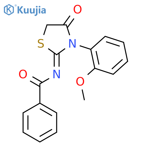 N-(2Z)-3-(2-methoxyphenyl)-4-oxo-1,3-thiazolidin-2-ylidenebenzamide structure