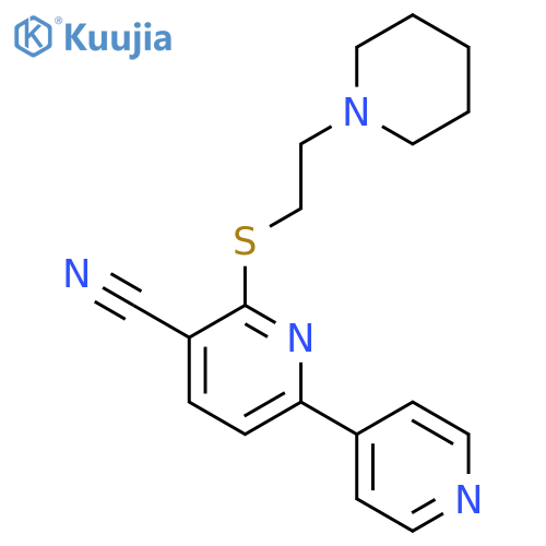 6-[(2-piperidin-1-ylethyl)thio]-2,4'-bipyridine-5-carbonitrile structure