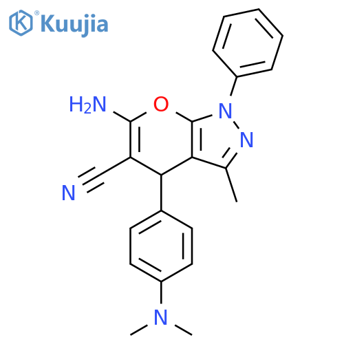 Pyrano[2,3-c]pyrazole-5-carbonitrile,6-amino-4-[4-(dimethylamino)phenyl]-1,4-dihydro-3-methyl-1-phenyl- structure