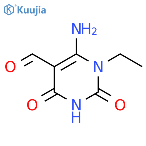 5-Pyrimidinecarboxaldehyde,6-amino-1-ethyl-1,2,3,4-tetrahydro-2,4-dioxo- structure