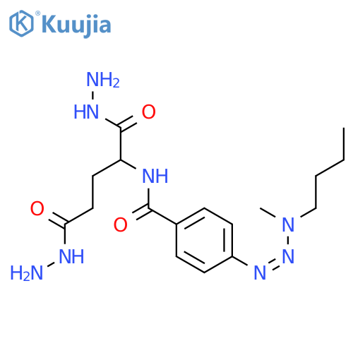 4-[(1E)-3-butyl-3-methyltriaz-1-en-1-yl]-N-(1,5-dihydrazinyl-1,5-dioxopentan-2-yl)benzamide (non-preferred name) structure