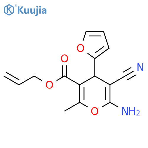 Allyl 6-amino-5-cyano-4-(2-furyl)-2-methyl-4H-pyran-3-carboxylate structure