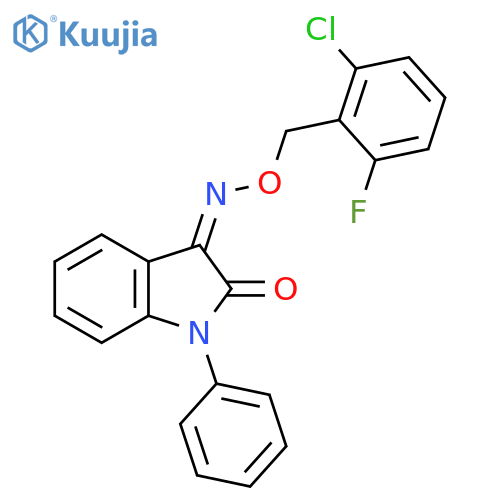 (3Z)-3-{[(2-chloro-6-fluorophenyl)methoxy]imino}-1-phenyl-2,3-dihydro-1H-indol-2-one structure