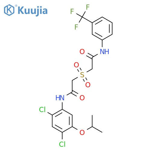 2-{[2-(2,4-Dichloro-5-isopropoxyanilino)-2-oxoethyl]sulfonyl}-N-[3-(trifluoromethyl)phenyl]acetamide structure