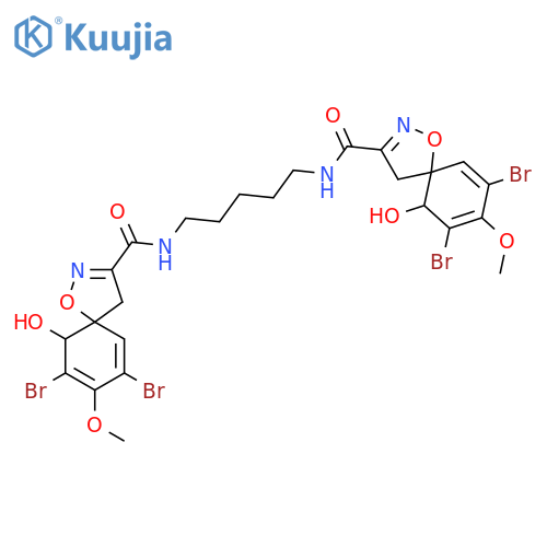 (5S,10R,5''S,10''R)-N,N''-pentane-1,5-diylbis(7,9-dibromo-10-hydroxy-8-methoxy-1-oxa-2-azaspiro[4.5]deca-2,6,8-triene-3-carboxamide) structure