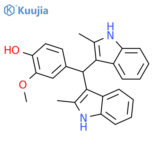 4-[Bis(2-methyl-1H-indol-3-yl)methyl]-2-methoxyphenol structure
