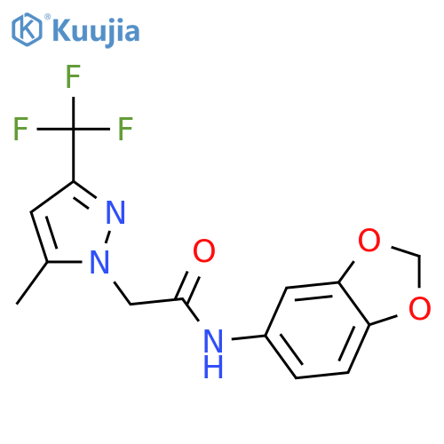 <br>N-(1,3-benzodioxol-5-yl)-2-[5-methyl-3-(trifluoromethyl)-1H-pyrazol-1-yl]ac etamide structure