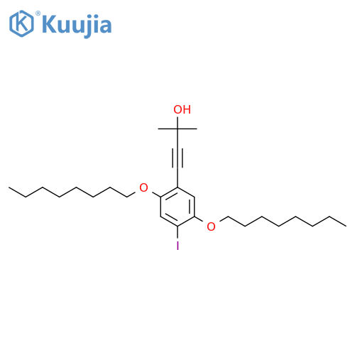 3-Butyn-2-ol, 4-[4-iodo-2,5-bis(octyloxy)phenyl]-2-methyl- structure