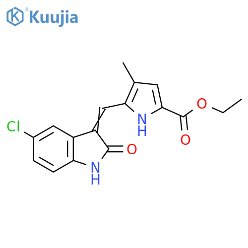 1H-Pyrrole-2-carboxylic acid,5-[(5-chloro-1,2-dihydro-2-oxo-3H-indol-3-ylidene)methyl]-4-methyl-,ethyl ester structure