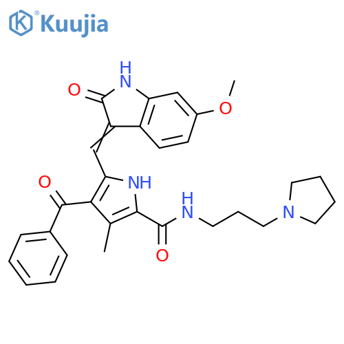 1H-Pyrrole-2-carboxamide,4-benzoyl-5-[(1,2-dihydro-6-methoxy-2-oxo-3H-indol-3-ylidene)methyl]-3-methyl-N-[3-(1-pyrrolidinyl)propyl]- structure