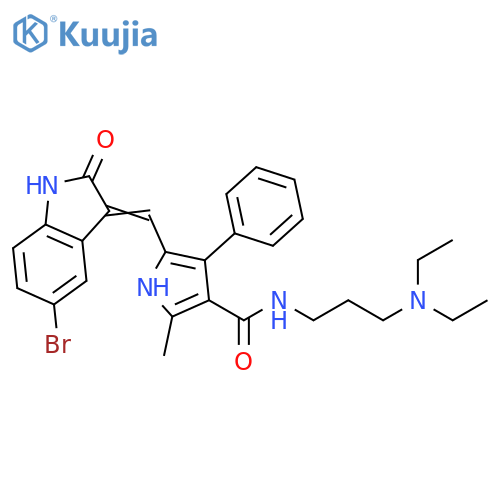 1H-Pyrrole-3-carboxamide,5-[(5-bromo-1,2-dihydro-2-oxo-3H-indol-3-ylidene)methyl]-N-[3-(diethylamino)propyl]-2-methyl-4-phenyl- structure