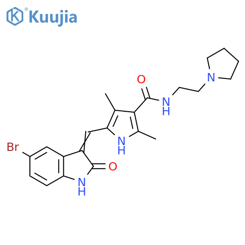 1H-Pyrrole-3-carboxamide,5-[(5-bromo-1,2-dihydro-2-oxo-3H-indol-3-ylidene)methyl]-2,4-dimethyl-N-[2-(1-pyrrolidinyl)ethyl]- structure