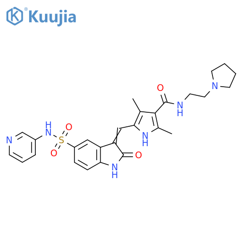1H-Pyrrole-3-carboxamide,5-[[1,2-dihydro-2-oxo-5-[(3-pyridinylamino)sulfonyl]-3H-indol-3-ylidene]methyl]-2,4-dimethyl-N-[2-(1-pyrrolidinyl)ethyl]- structure
