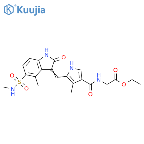 Glycine,N-[[5-[[1,2-dihydro-4-methyl-5-[(methylamino)sulfonyl]-2-oxo-3H-indol-3-ylidene]methyl]-4-methyl-1H-pyrrol-3-yl]carbonyl]-, ethyl ester structure