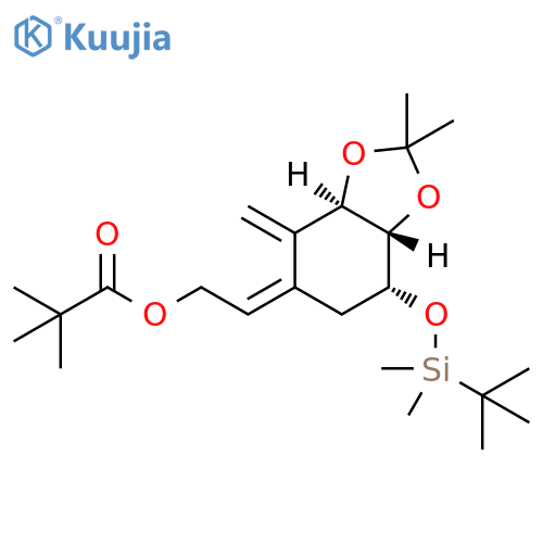 Propanoic acid, 2,2-dimethyl-, (2Z)-2-[(3aR,7R,7aS)-7-[[(1,1-dimethylethyl)dimethylsilyl]oxy]tetrahydro-2,2-dimethyl-4-methylene-1,3-benzodioxol-5(4H)-ylidene]ethyl ester structure