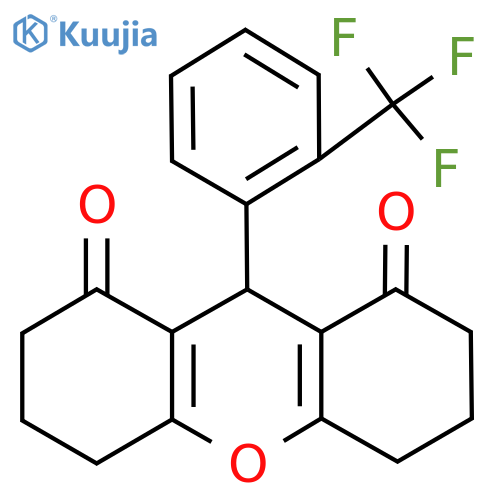 1H-Xanthene-1,8(2H)-dione,3,4,5,6,7,9-hexahydro-9-[2-(trifluoromethyl)phenyl]- structure
