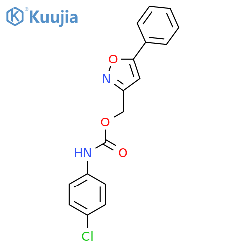 (5-phenyl-3-isoxazolyl)methyl N-(4-chlorophenyl)carbamate structure