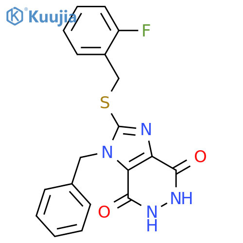 1H-Imidazo[4,5-d]pyridazine-4,7-dione,2-[[(2-fluorophenyl)methyl]thio]-5,6-dihydro-1-(phenylmethyl)- structure
