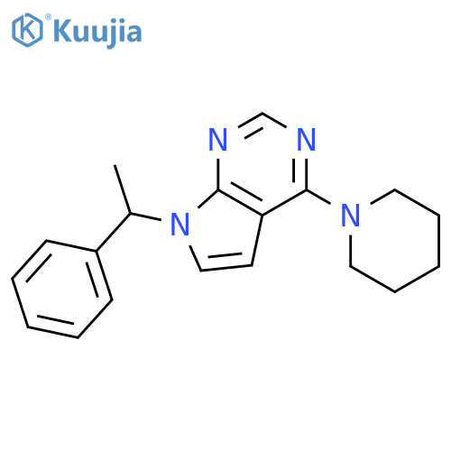 7H-Pyrrolo[2,3-d]pyrimidine, 7-(1-phenylethyl)-4-(1-piperidinyl)- structure