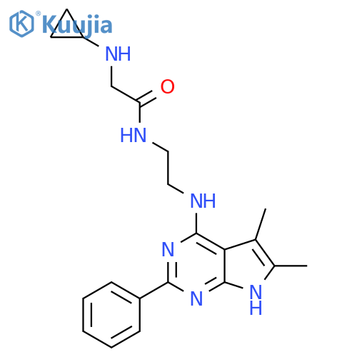 2-(cyclopropylamino)-N-[2-[(5,6-dimethyl-2-phenyl-7H-pyrrolo[2,3-d]pyrimidin-4-yl)amino]ethyl]acetamide structure