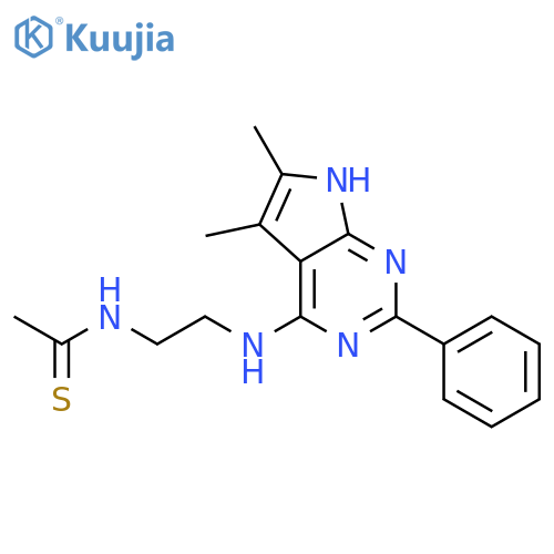 Ethanethioamide,N-[2-[(5,6-dimethyl-2-phenyl-1H-pyrrolo[2,3-d]pyrimidin-4-yl)amino]ethyl]- structure