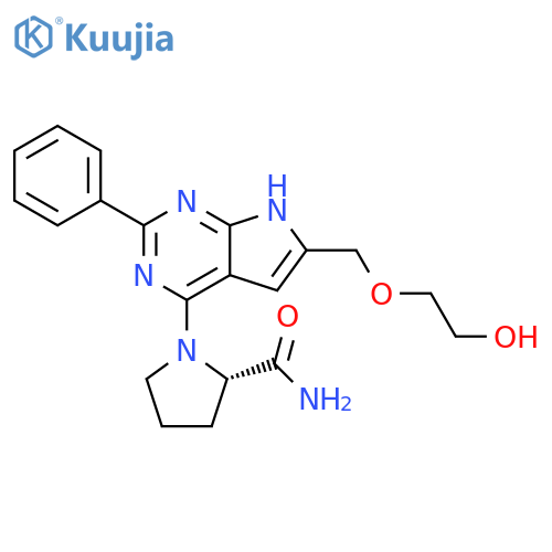 2-Pyrrolidinecarboxamide,1-[6-[(2-hydroxyethoxy)methyl]-2-phenyl-1H-pyrrolo[2,3-d]pyrimidin-4-yl]-, (2S)- structure