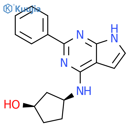 Cyclopentanol, 3-[(2-phenyl-1H-pyrrolo[2,3-d]pyrimidin-4-yl)amino]-,(1R,3S)- structure
