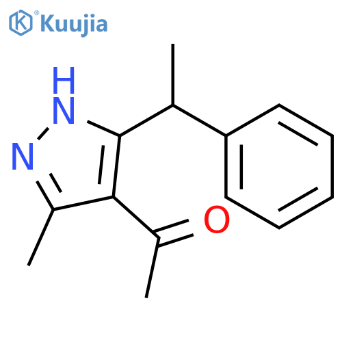 Ethanone, 1-[3-methyl-5-(1-phenylethyl)-1H-pyrazol-4-yl]- structure