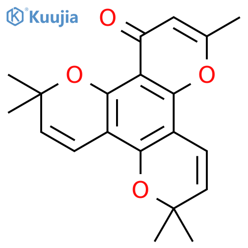2,2,6,6,10-pentamethyl-2H,6H,12H-dipyrano[2,3-f:2',3'-h]chromen-12-one structure