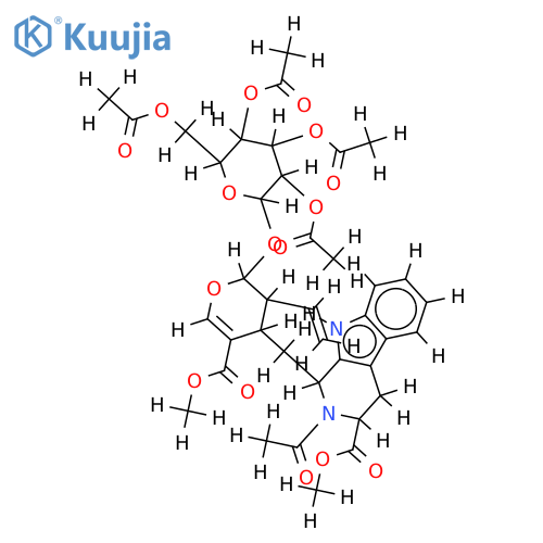 (3S)-2-acetyl-1c-[(4S)-5-methoxycarbonyl-2t-(tetra-O-acetyl-beta-D-glucopyranosyloxy)-3c-vinyl-3,4-dihydro-2H-pyran-4r-ylmethyl]-2,3,4,9-tetrahydro-1H-beta-carboline-3r-carboxylic acid methyl ester structure