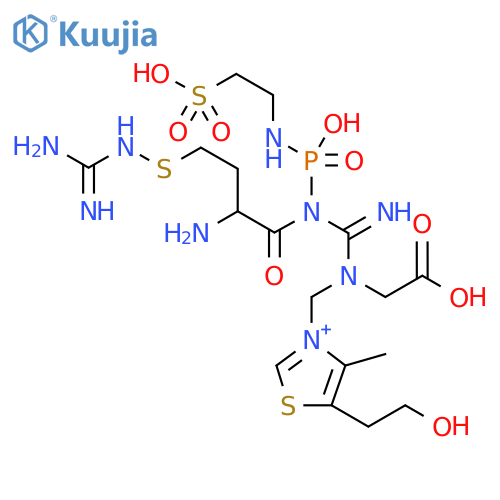 Thiazolium, 3-[[[[[2-amino-4-[[(aminoiminomethyl)amino]thio]-1-oxobutyl][hydroxy[(2-sulfoethyl)amino]phosphinyl]amino]iminomethyl](carboxymethyl)amino]methyl]-5-(2-hydroxyethyl)-4-methyl- (9CI) structure