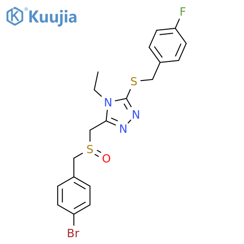 3-[(4-Bromophenyl)methylsulfinylmethyl]-4-ethyl-5-[(4-fluorophenyl)methylsulfanyl]-1,2,4-triazole structure