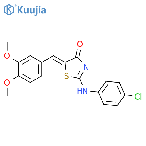 (5Z)-2-(4-chlorophenyl)amino-5-(3,4-dimethoxyphenyl)methylidene-4,5-dihydro-1,3-thiazol-4-one structure
