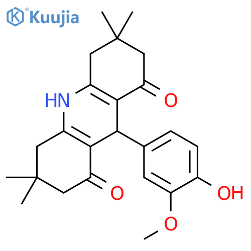 <br>9-(4-Hydroxy-3-methoxy-phenyl)-3,3,6,6-tetramethyl-3,4,6,7,9,10-hexahydro-2 H,5H-acridine-1,8-dione structure