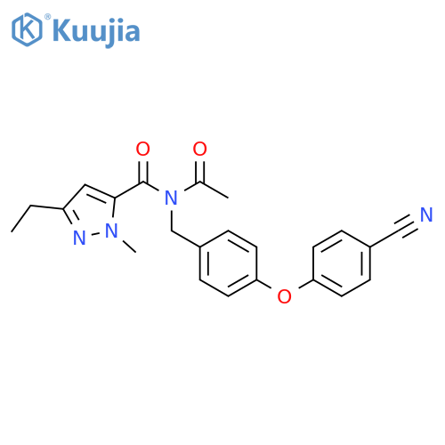 1H-Pyrazole-5-carboxamide,N-acetyl-N-[[4-(4-cyanophenoxy)phenyl]methyl]-3-ethyl-1-methyl- structure