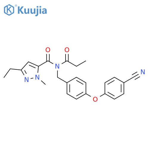 1H-Pyrazole-5-carboxamide,N-[[4-(4-cyanophenoxy)phenyl]methyl]-3-ethyl-1-methyl-N-(1-oxopropyl)- structure
