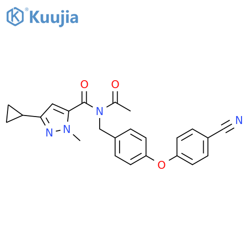 1H-Pyrazole-5-carboxamide,N-acetyl-N-[[4-(4-cyanophenoxy)phenyl]methyl]-3-cyclopropyl-1-methyl- structure