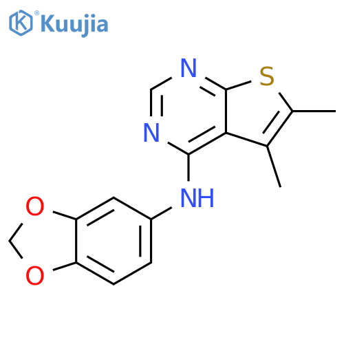 N-(2H-1,3-benzodioxol-5-yl)-5,6-dimethylthieno2,3-dpyrimidin-4-amine structure