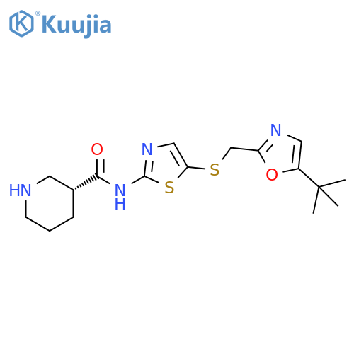 3-Piperidinecarboxamide,N-[5-[[[5-(1,1-dimethylethyl)-2-oxazolyl]methyl]thio]-2-thiazolyl]-, (3R)- structure
