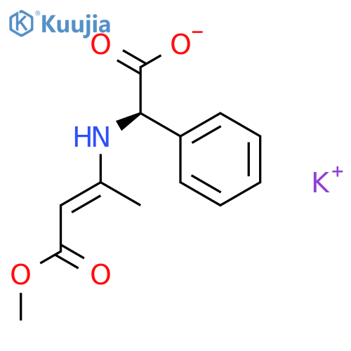 Benzeneacetic acid, a-[(3-methoxy-1-methyl-3-oxo-1-propenyl)amino]-,monopotassium salt, (R)- (9CI) structure