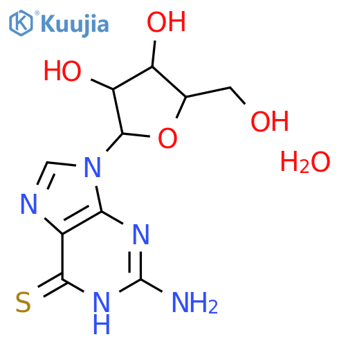 2-Amino-6-mercaptopurine-9-D-riboside Hydrate structure