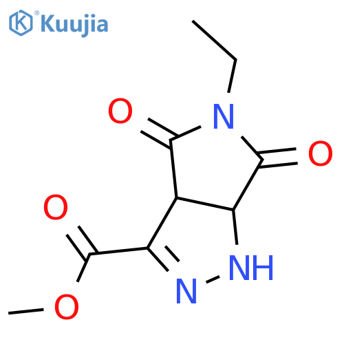 <br>5-Ethyl-4,6-dioxo-1,3a,4,5,6,6a-hexahydro-pyrrolo[3,4-c]pyrazole-3-carboxyl ic acid methyl ester structure