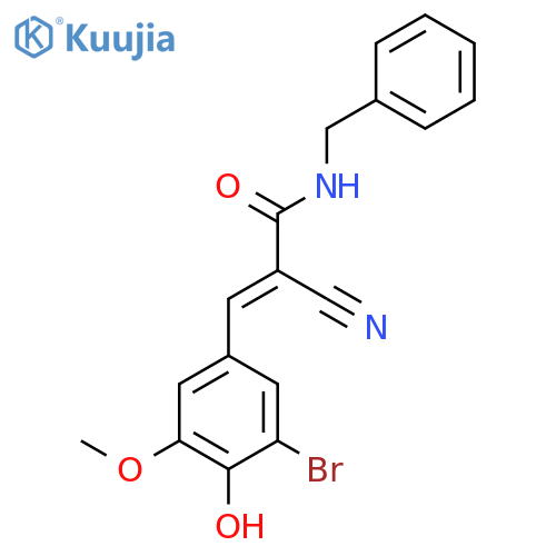 N-benzyl-3-(3-bromo-4-hydroxy-5-methoxyphenyl)-2-cyanoprop-2-enamide structure