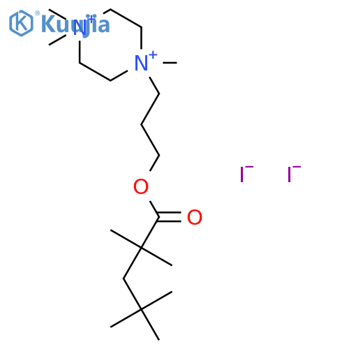 1,1,4-trimethyl-4-{3-[(2,2,4,4-tetramethylpentanoyl)oxy]propyl}piperazinediium diiodide structure