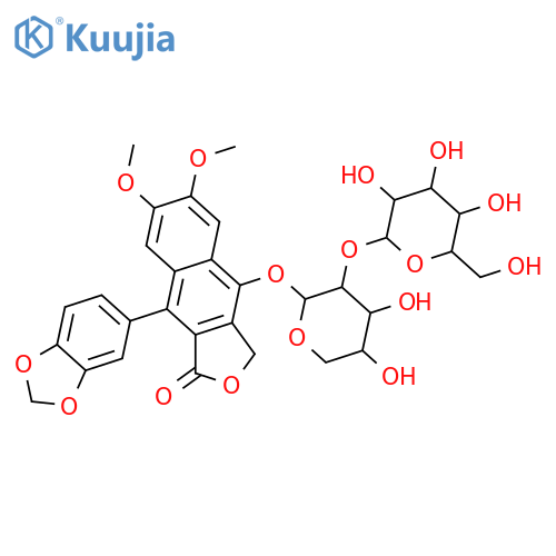 Naphtho[2,3-c]furan-1(3H)-one, 9-(1,3-benzodioxol-5-yl)-4-[(2-O-β-D-glucopyranosyl-β-D-xylopyranosyl)oxy]-6,7-dimethoxy- structure