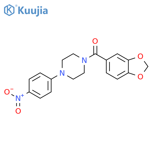 1-(2H-1,3-benzodioxole-5-carbonyl)-4-(4-nitrophenyl)piperazine structure