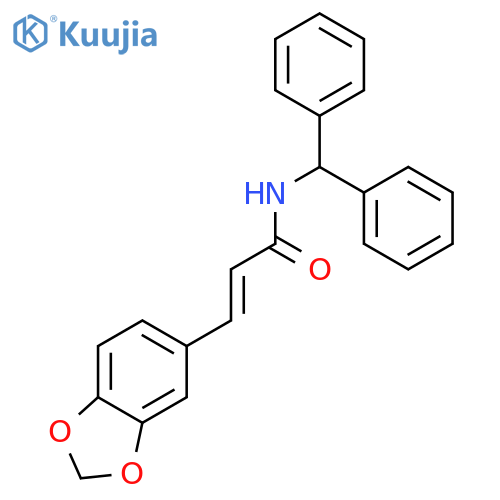 (2E)-3-(1,3-benzodioxol-5-yl)-N-(diphenylmethyl)prop-2-enamide structure