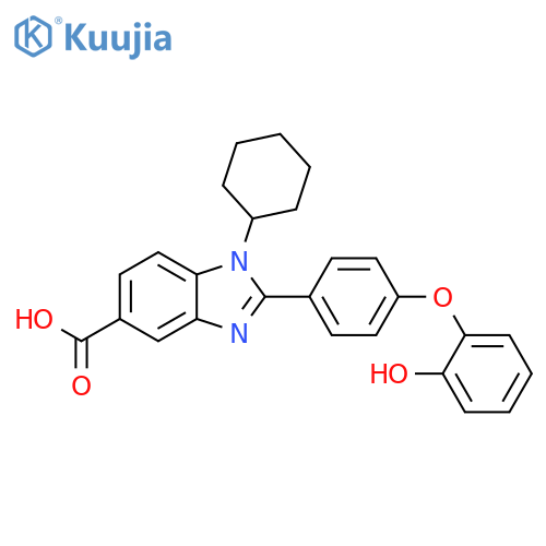 1H-Benzimidazole-5-carboxylic acid,1-cyclohexyl-2-[4-(2-hydroxyphenoxy)phenyl]- structure