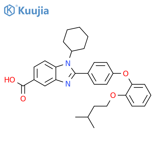 1H-Benzimidazole-5-carboxylic acid,1-cyclohexyl-2-[4-[2-(3-methylbutoxy)phenoxy]phenyl]- structure